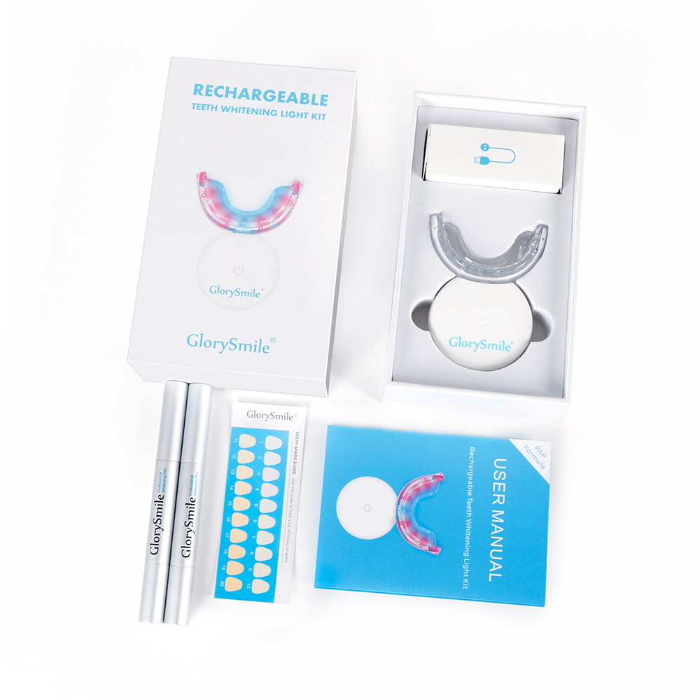 Hottest Selling Home Red&Blue Wireless Rechargeable LED Light Teeth Whitening Kit